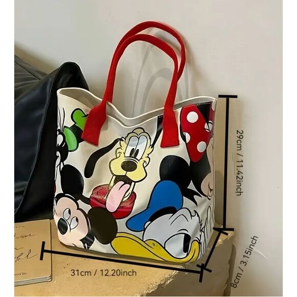 Large Canvas Disney Pluto Weekender Bag Tote 12" Red Handles Lined - Picture 5 of 10